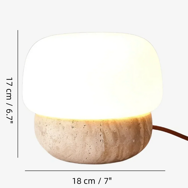 minimalist travertine glass mushroom table lamp