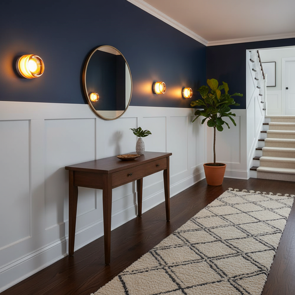 modern amber glass ring led wall sconce