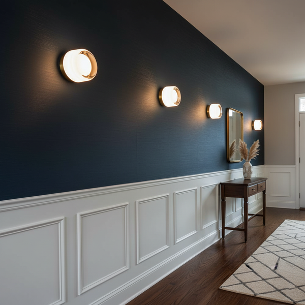 modern amber glass ring led wall sconce