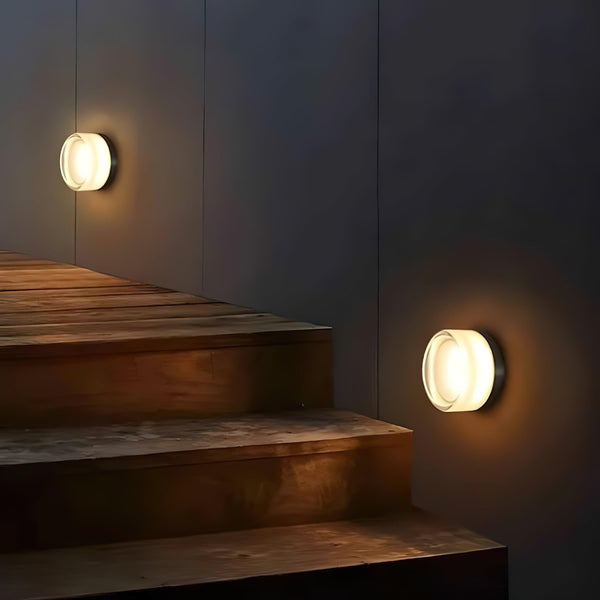 modern amber glass ring led wall sconce