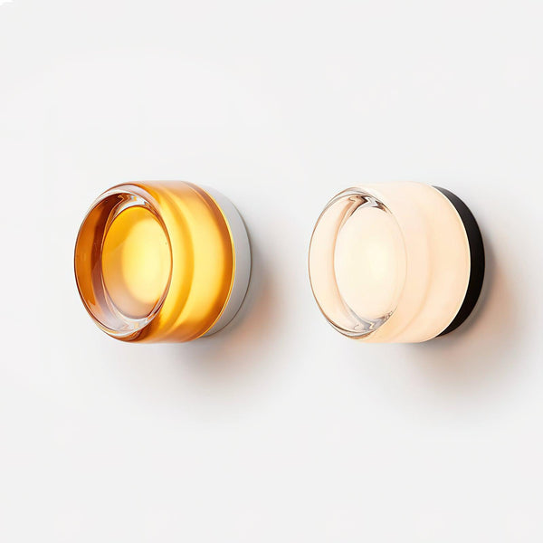modern amber glass ring led wall sconce
