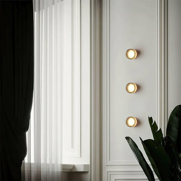 modern amber glass ring led wall sconce