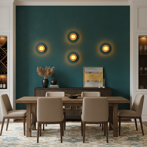modern amber glass ring led wall sconce