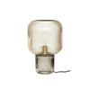 modern amber ribbed glass mushroom table lamp