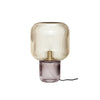 modern amber ribbed glass mushroom table lamp