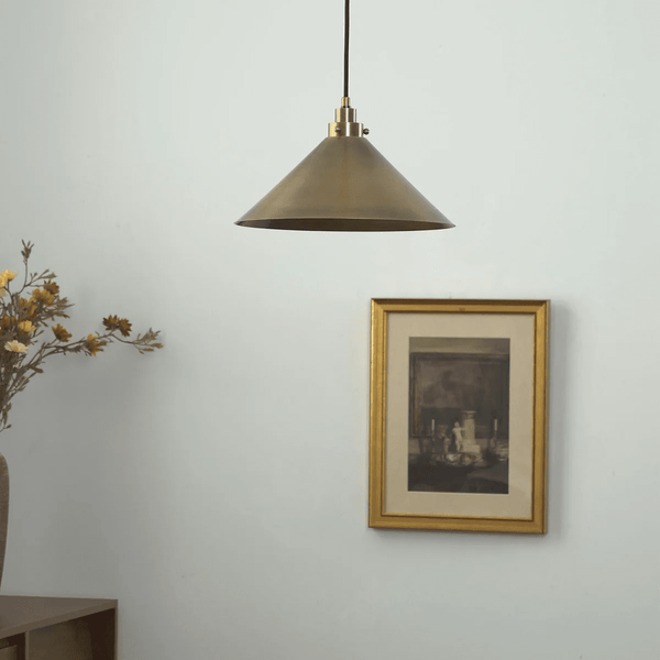 modern antique brass cone pendant light