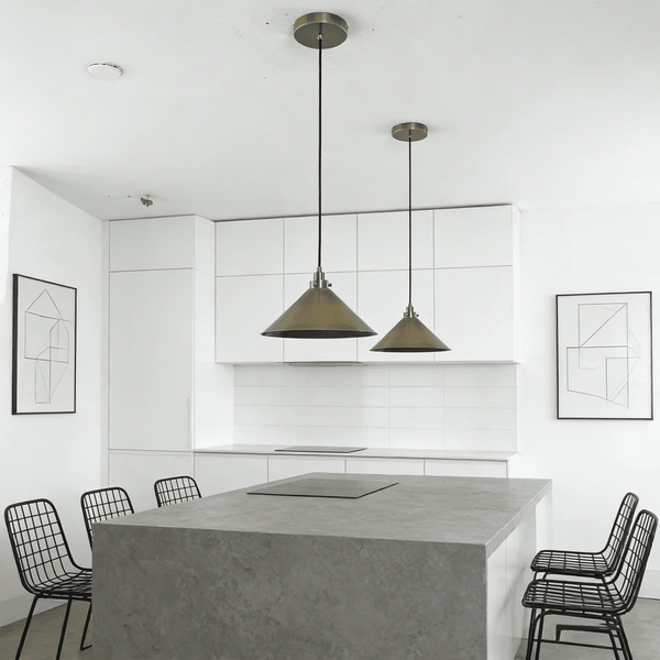 modern antique brass cone pendant light