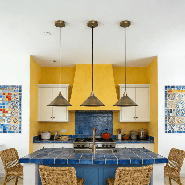 modern antique brass cone pendant light