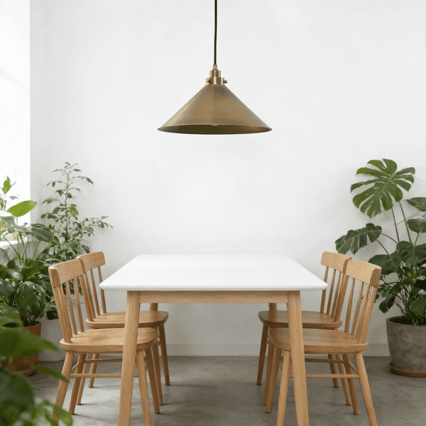 modern antique brass cone pendant light