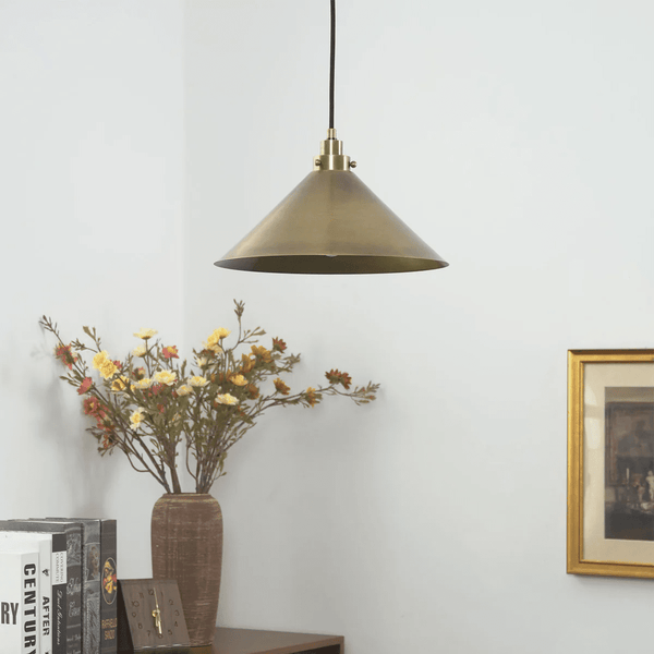 modern antique brass cone pendant light