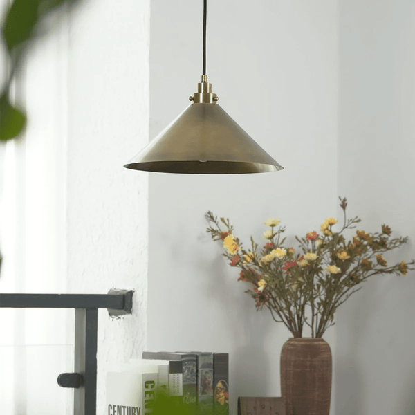 modern antique brass cone pendant light