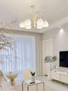 modern beige glass scalloped chandelier