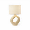 modern beige resin sculptural fabric table lamp