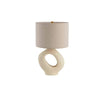 modern beige resin sculptural fabric table lamp