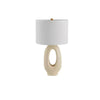 modern beige resin sculptural fabric table lamp