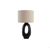 modern beige resin sculptural fabric table lamp