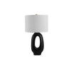 modern beige resin sculptural fabric table lamp