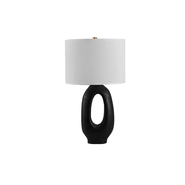 modern beige resin sculptural fabric table lamp