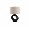 modern beige resin sculptural fabric table lamp