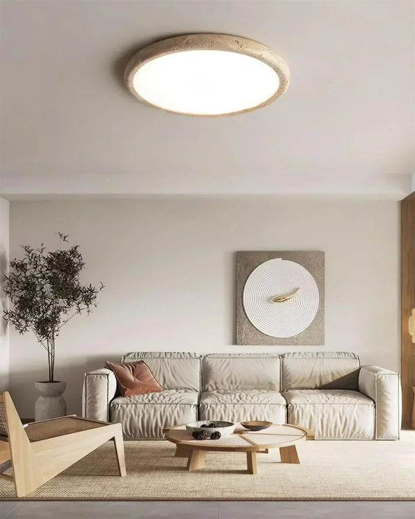 modern beige travertine acrylic flush mount ceiling light