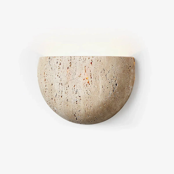 modern beige travertine arc bowl wall lamp
