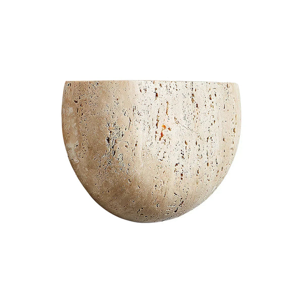 modern beige travertine arc bowl wall lamp