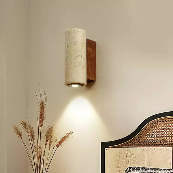 modern beige travertine column led wall lamp