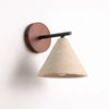 modern beige travertine conical wall lamp