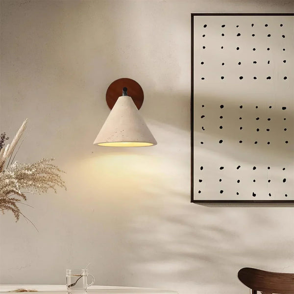 modern beige travertine conical wall lamp