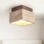 modern beige travertine cube flush mount ceiling light