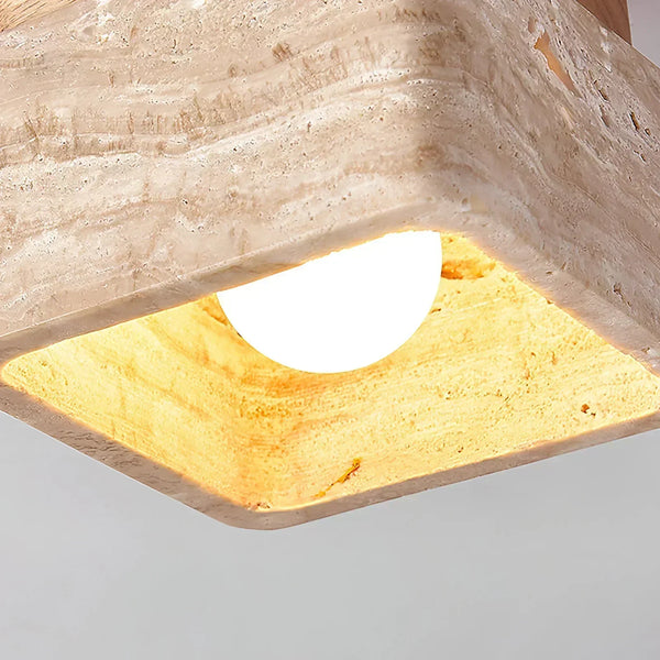 modern beige travertine cube flush mount ceiling light