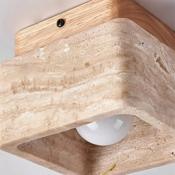 modern beige travertine cube flush mount ceiling light