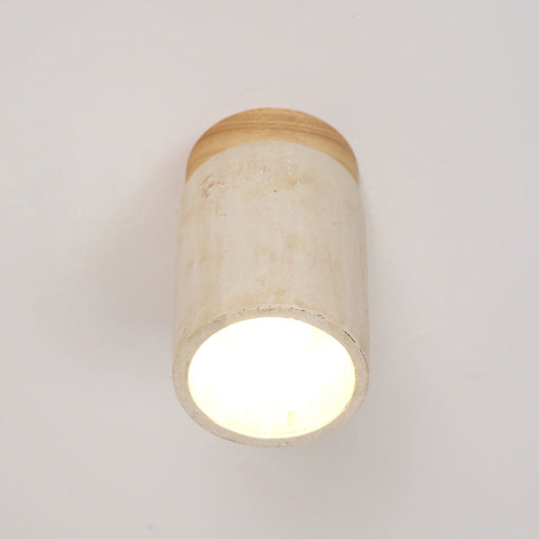 modern beige travertine cylinder ceiling light