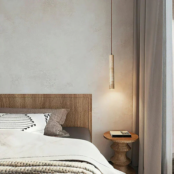 modern beige travertine cylinder pendant lamp