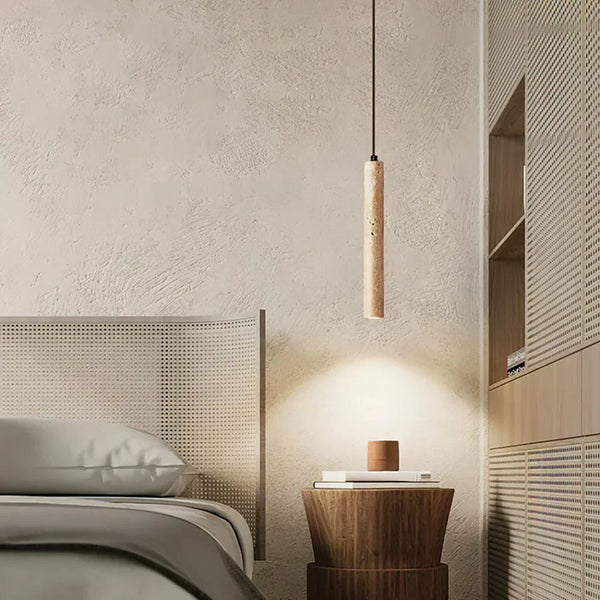 modern beige travertine cylinder pendant lamp
