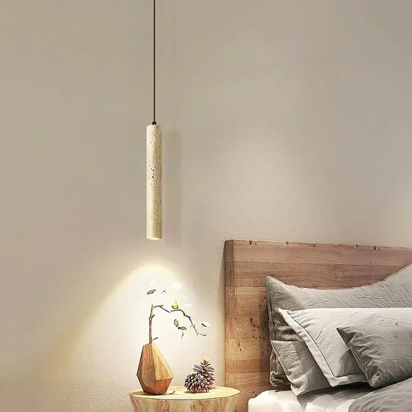 modern beige travertine cylinder pendant lamp