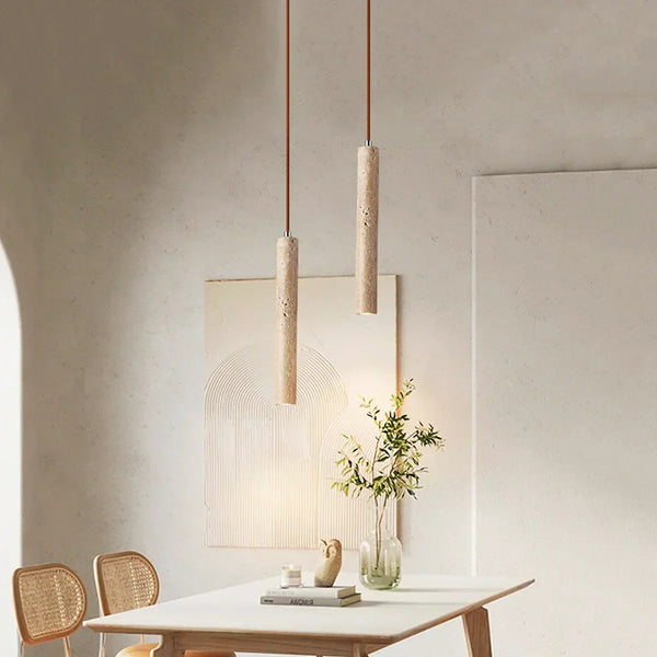 modern beige travertine cylinder pendant lamp