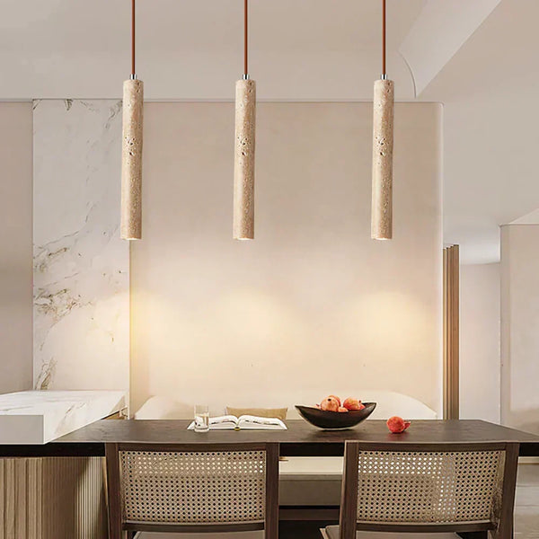 modern beige travertine cylinder pendant lamp