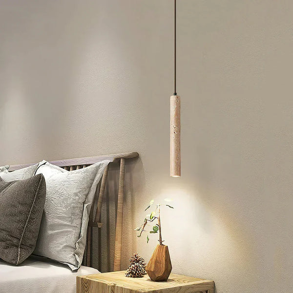 modern beige travertine cylinder pendant lamp
