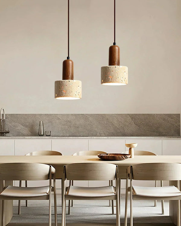modern beige travertine cylinder pendant light