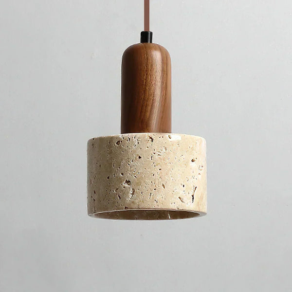 modern beige travertine cylinder pendant light