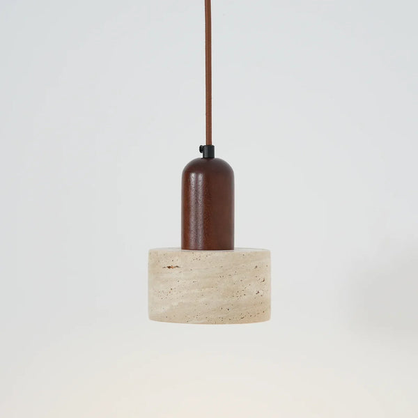 modern beige travertine cylinder pendant light