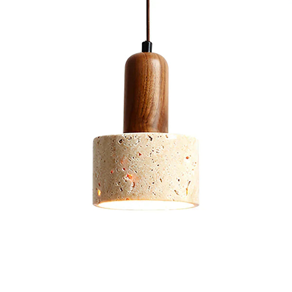 modern beige travertine cylinder pendant light