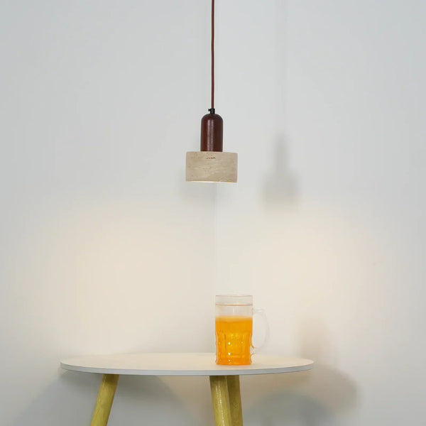 modern beige travertine cylinder pendant light