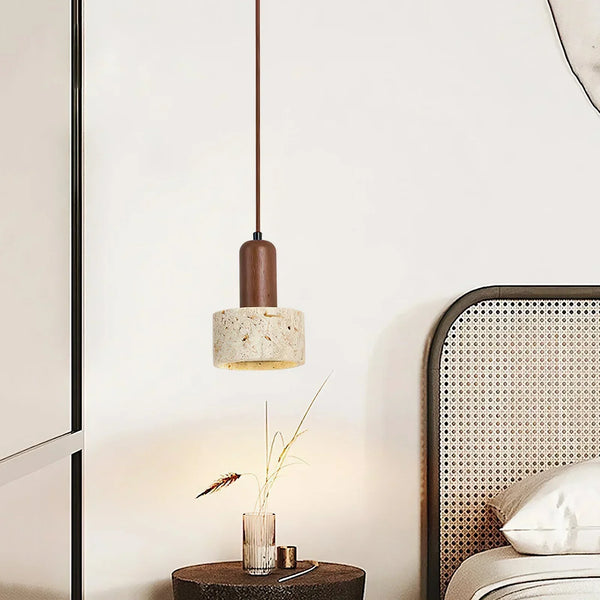 modern beige travertine cylinder pendant light