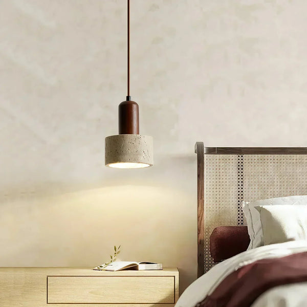 modern beige travertine cylinder pendant light