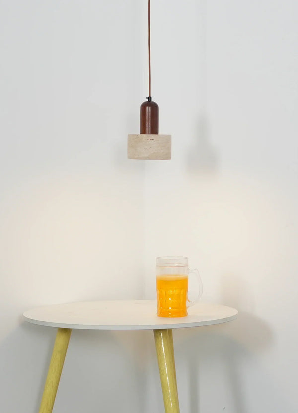 modern beige travertine cylinder pendant light