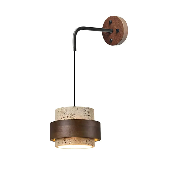 modern beige travertine cylinder wall sconce