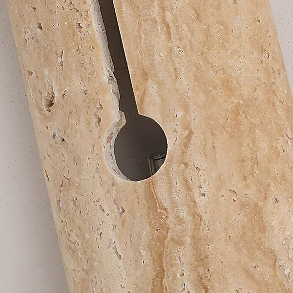 modern beige travertine cylindrical wall lamp