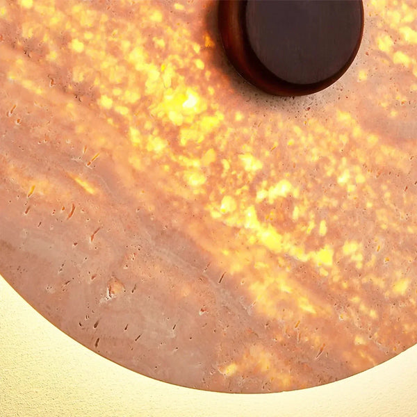 modern beige travertine disc led wall lamp
